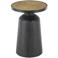 22.25" Black Metal Handmade Accent Table with Rope Tabletop