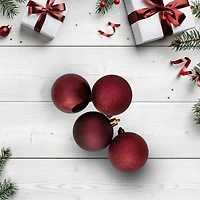 60ct Burgundy Red Shatterproof 4-Finish Ball Ornaments
