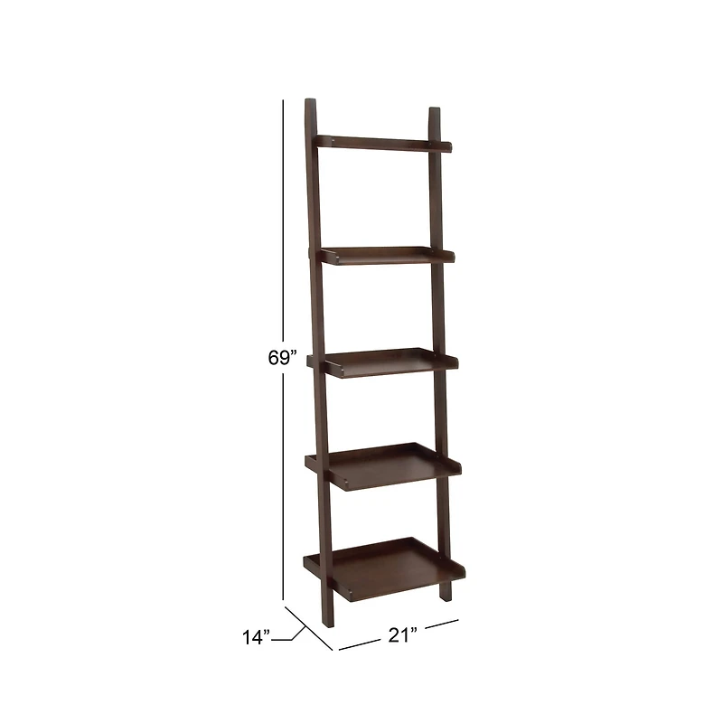 Brown Wood Traditional Shelving Unit, 69 " x 21 " x 14 "