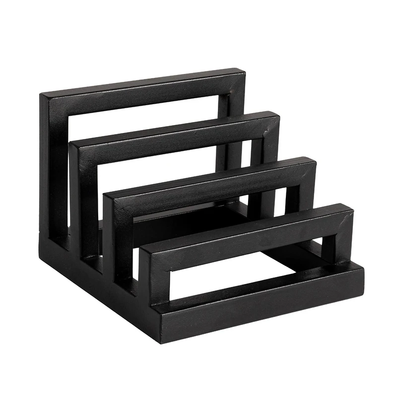Hello Honey® Tri-Sectional Black Metal Plate Stand Organizer