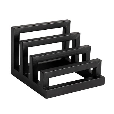 Hello Honey® Tri-Sectional Black Metal Plate Stand Organizer