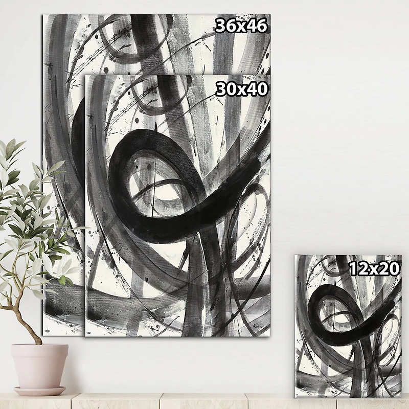 Designart - Black and White Minimalistic Painting