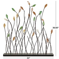 26.5" Black Metal Leaf with Black Base Sculpture
