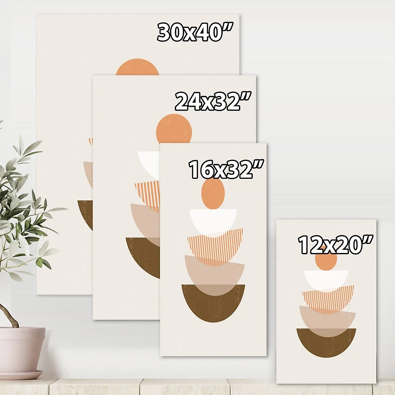 Designart - Abstract Sun & Moon Geometrics In Terracotta I