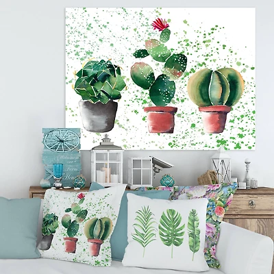 Designart - Three Cacti In Clay Pots