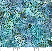 Feldman Batik Turquoise Plum Stamp Starburst Cotton Fabric