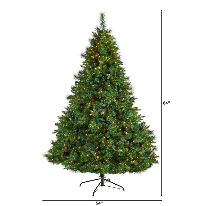 7ft. Pre-Lit West Virginia Mixed Pine Artificial Christmas Tree, Clear LED Lights