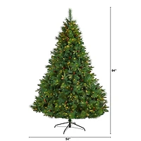 7ft. Pre-Lit West Virginia Mixed Pine Artificial Christmas Tree, Clear LED Lights