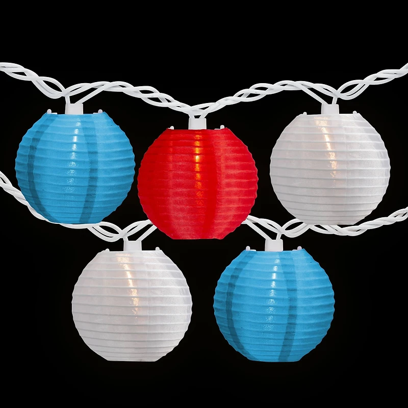 10ct. Red, White & Blue 4th of July Paper Lantern Lights