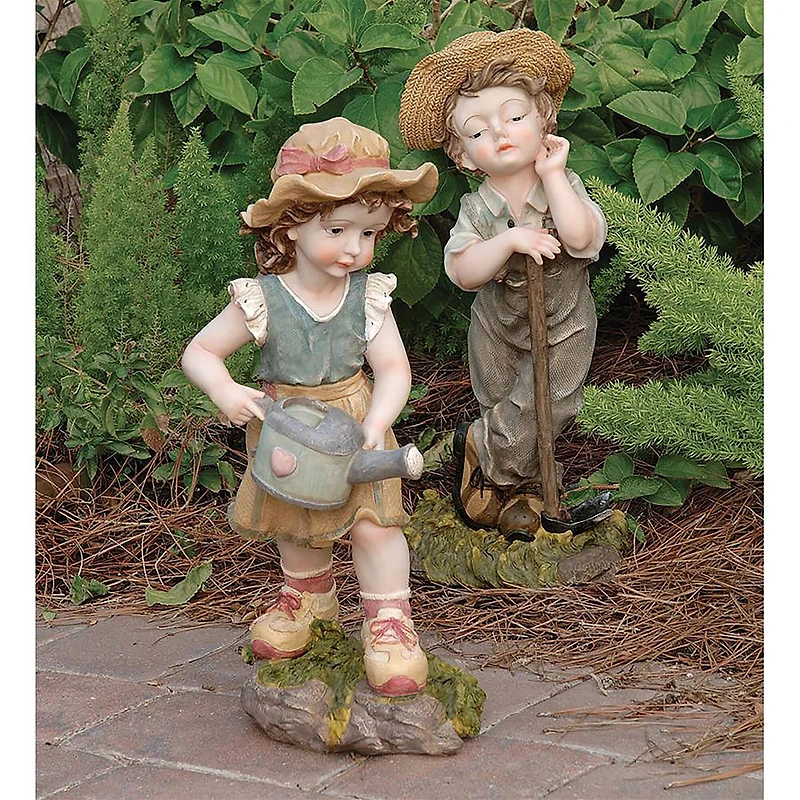 Design Toscano Fanny & Frank Farmer Garden Statue Set