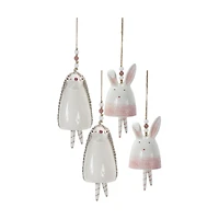 Blush Bunny & Hedgehog Hanging Garden Bells Set