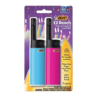 Assorted BIC® EZ Reach Lighters, 2ct.