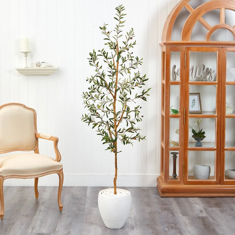6ft. Olive Artificial Tree in White Planter