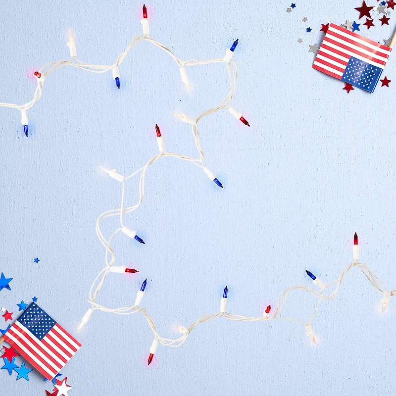 50ct. Red, White & Blue 4th of July Mini Light Set