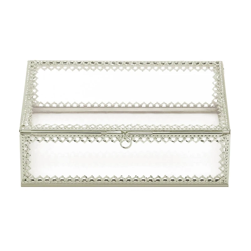 3" Silver Trim Glass Box