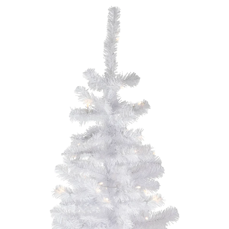 6.5ft. Pre-Lit White Georgian Pine Pencil Artificial Christmas Tree, Warm White LED Lights