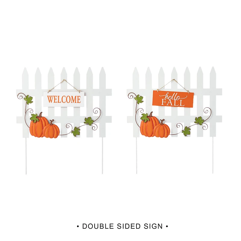 Glitzhome® Fall Metal Scarecrow, Pumpkin & Fence Yard Stake Set