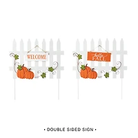 Glitzhome® Fall Metal Scarecrow, Pumpkin & Fence Yard Stake Set