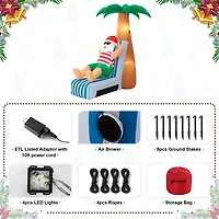 Glitzhome® 6ft. LED Lighted Santa Under Coconut Tree Inflatable Décor
