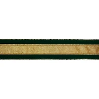 2.5" x 20ft. Green with Gold Stripe Wired Ribbon by Celebrate It®