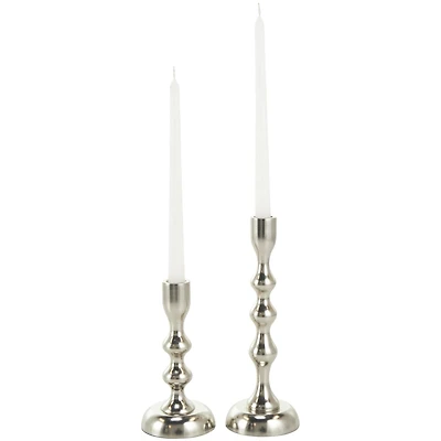 Contemporary Aluminum Taper Candle Holder Set
