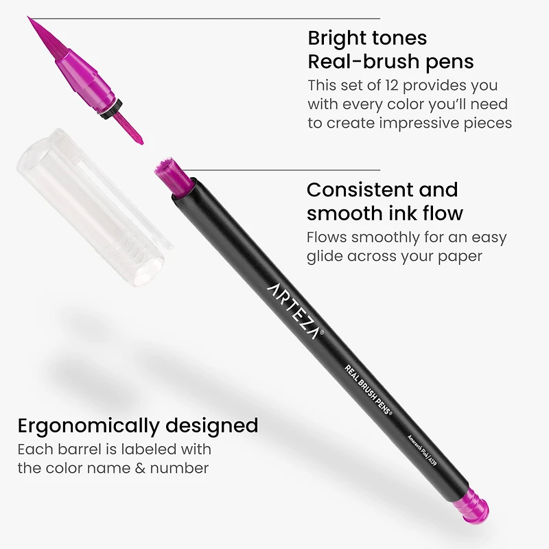 Arteza® Bright Tones Real Brush Pens® & Water Brush Pen Set