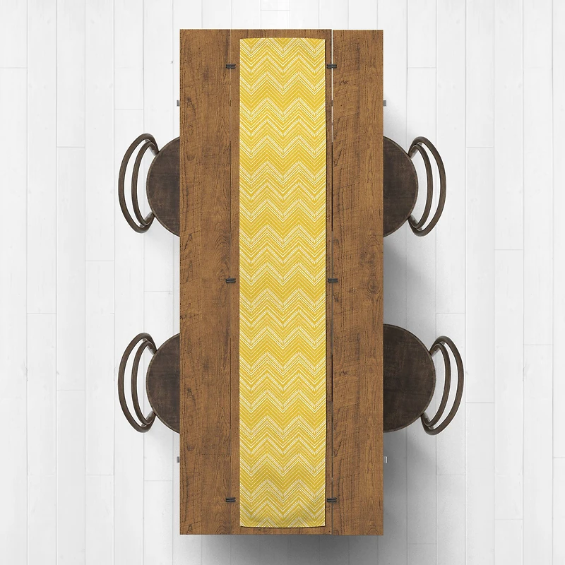 Yellow Tribal Sketches Indoor/Outdoor Table Runner