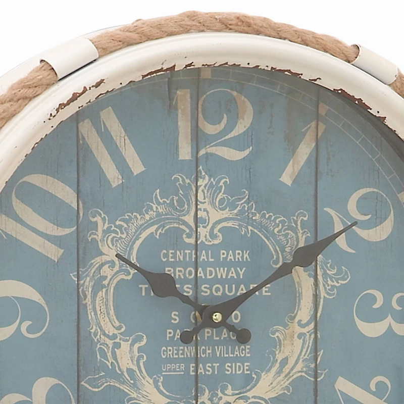 17" Blue Metal Coastal Wall Clock