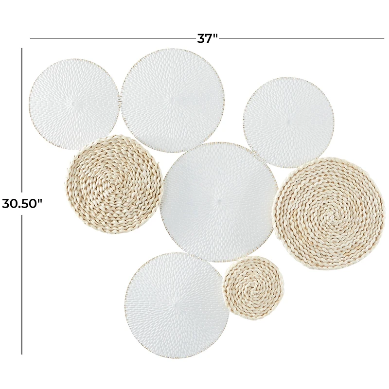 The Novogratz White Metal Rope Design Plate Wall Decor with Textured Pattern 37" x 1" x 31"