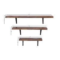 Brown Wood Industrial Wall Shelf Set