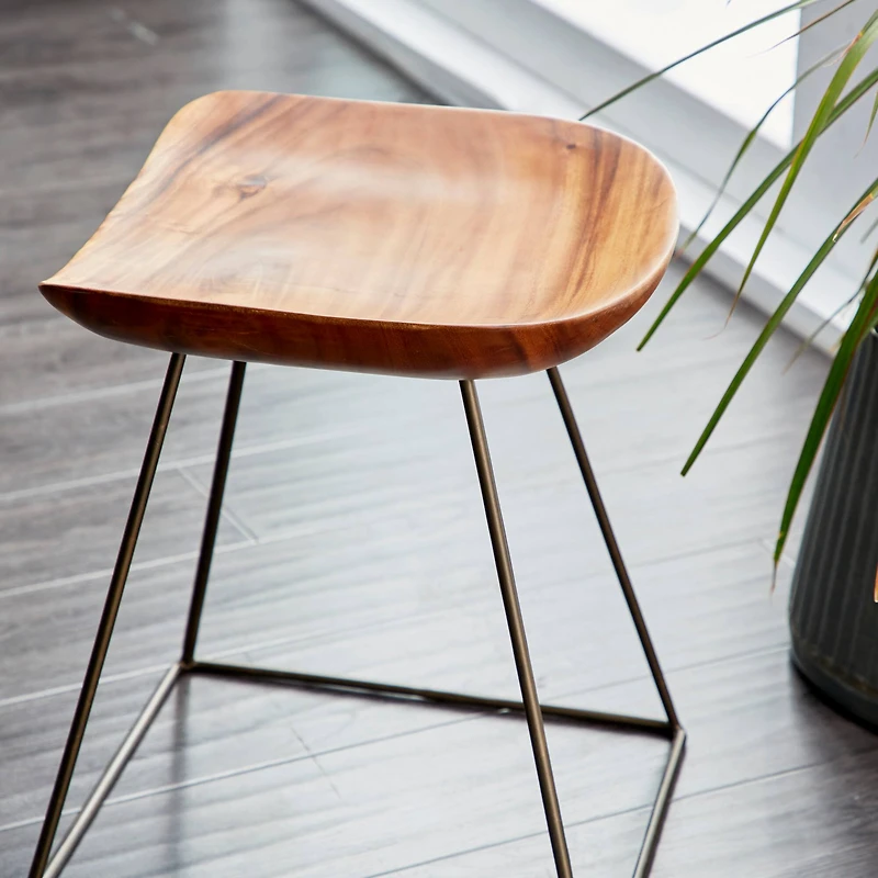 20" Brown Iron Rustic Stool
