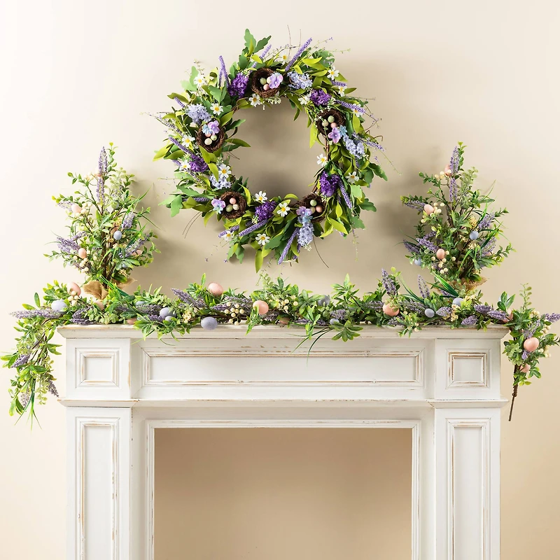 Glitzhome® 72" Easter Egg & Lavender Garland