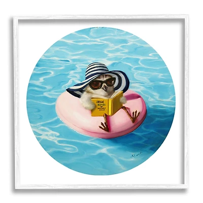 Stupell Industries Bird Reading Book Pool Float Beverly Hills Sun Hat Framed Wall Art