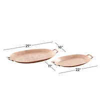 Set of 2" Bronze Aluminum Rustic Tray, 3" x 27" x 16"