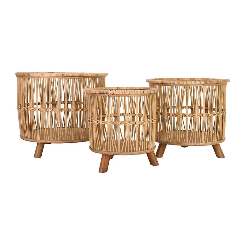 Hello Honey® Woven Bamboo Footed Baskets Set