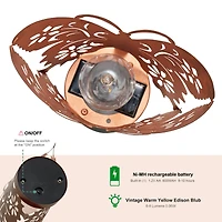 Glitzhome® 9" Metal Flying Butterfly Silhouette Solar Powdered Edison Bulb Outdoor Lanterns, 2ct.