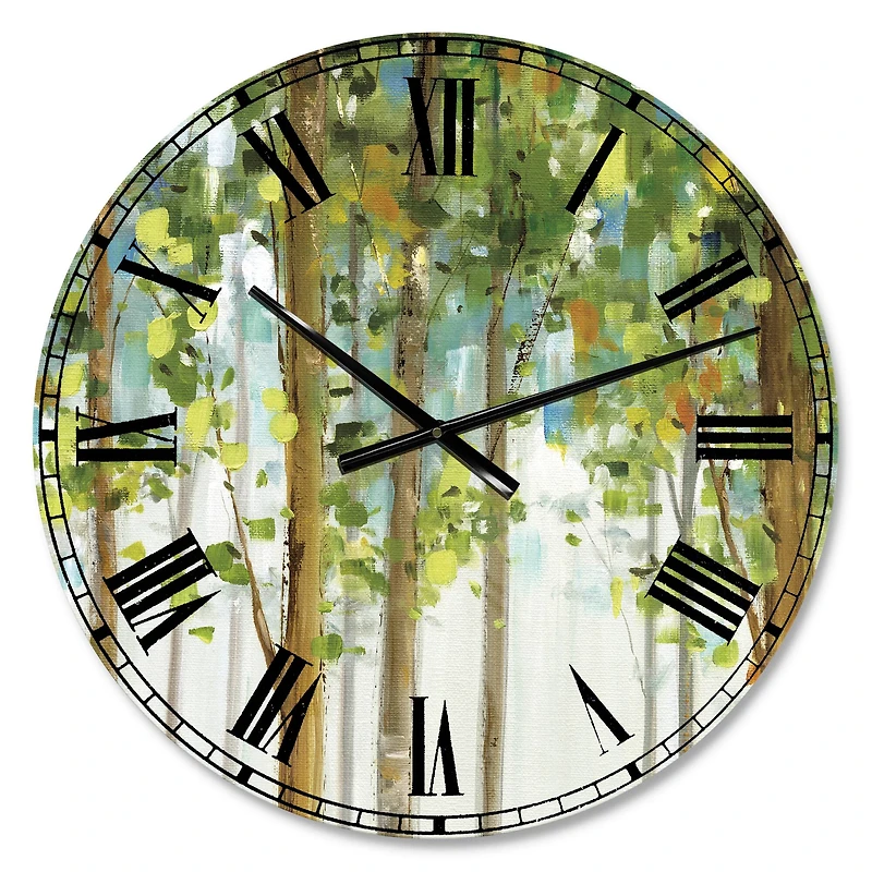 Designart 'Green Forest Study Traditional Wall Clock