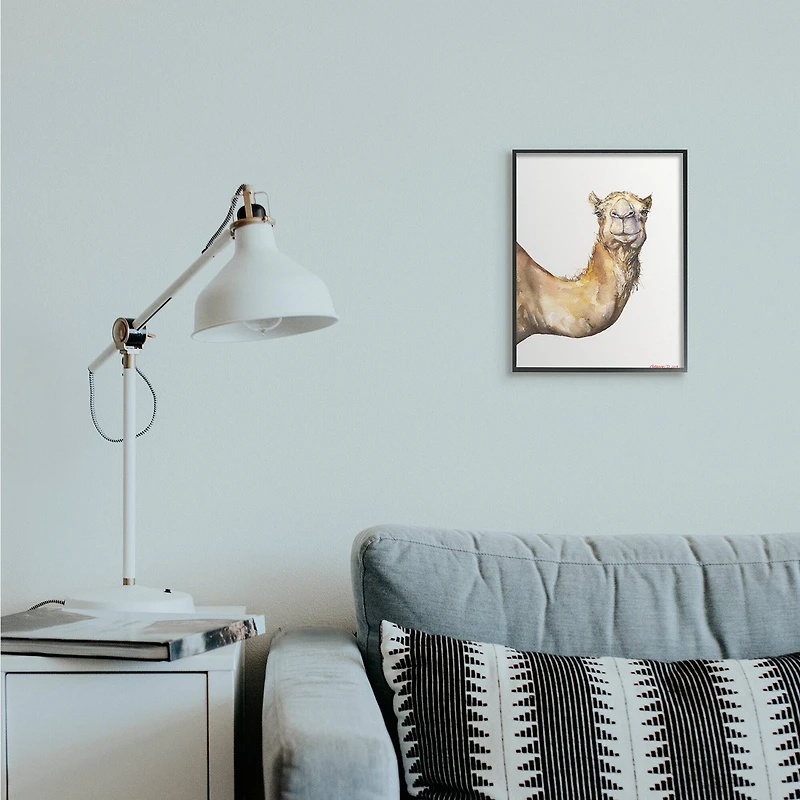 Stupell Industries Camel Side Portrait Desert Animal Tan White in Frame Wall Art