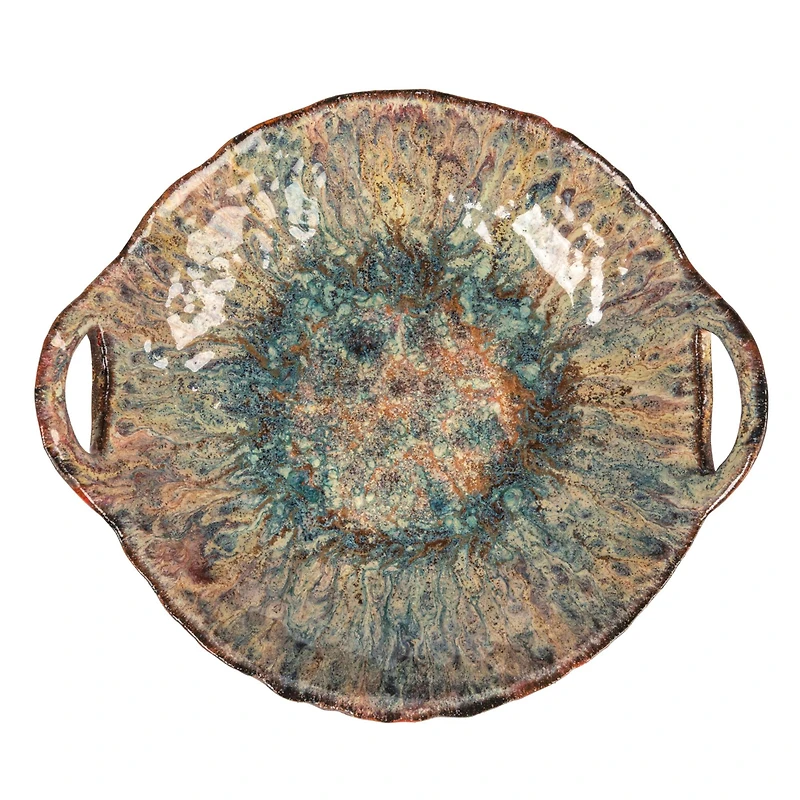 Hello Honey® 10.75" Multicolor Round Stoneware Bowl with Handles