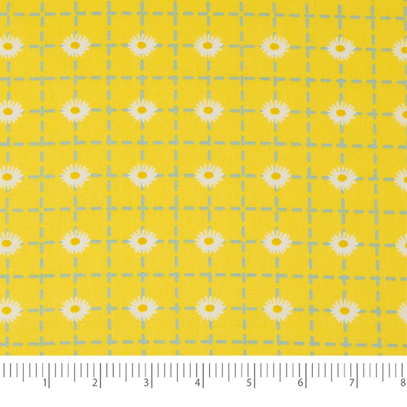 SINGER Daisy Grid Print Fat Quarter Ringspun Cotton Fabric