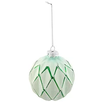 Harlequin Christmas Glass Ball Ornaments - 4" (100mm) - Mint Green - 4ct