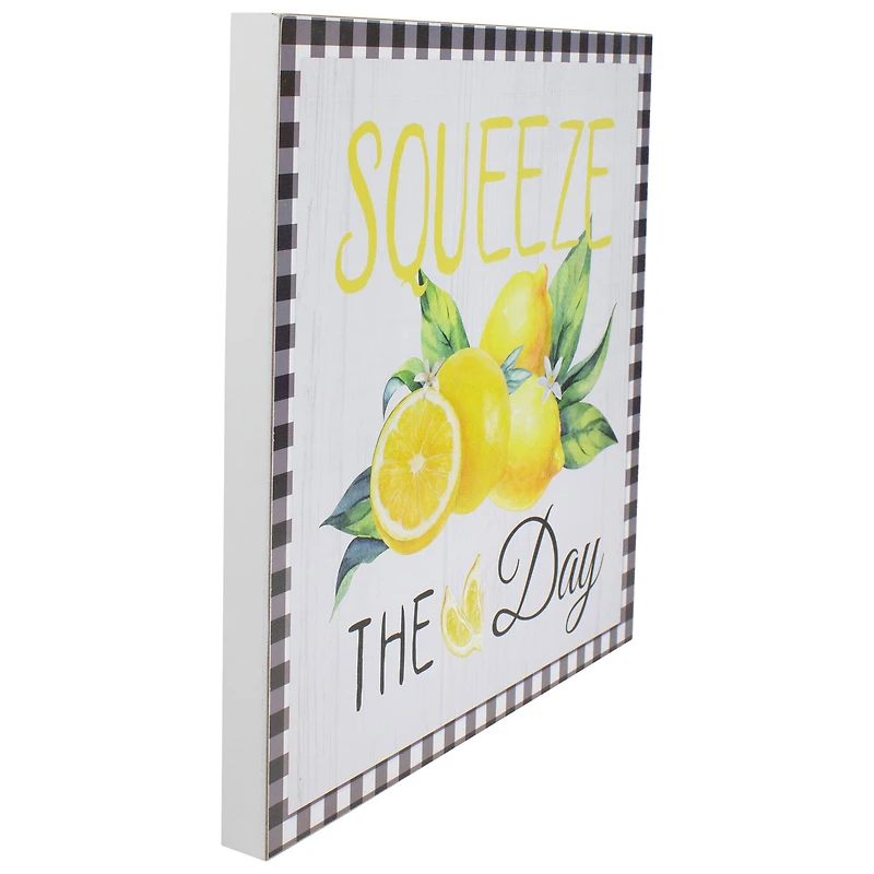 White & Black Gingham Squeeze the Day Lemon Wall Décor