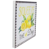White & Black Gingham Squeeze the Day Lemon Wall Décor
