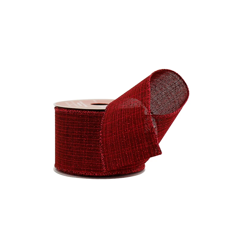 2.5" x 20ft. Burgundy Wired Faux Linen Ribbon by Celebrate It®