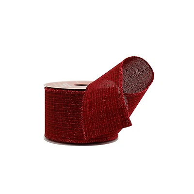 2.5" x 20ft. Burgundy Wired Faux Linen Ribbon by Celebrate It®