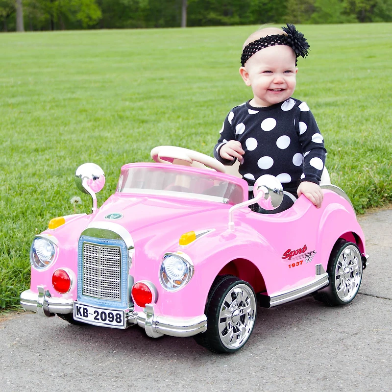 Toy Time Pink Battery Powered Ride-On Classic Coupe Car