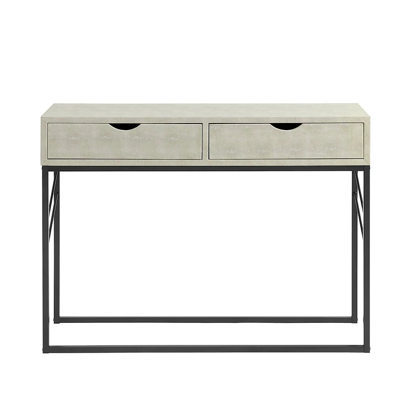Walker Edison Off White 2-Drawer Faux Shagreen Entry Table