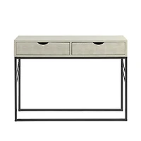 Walker Edison Off White 2-Drawer Faux Shagreen Entry Table