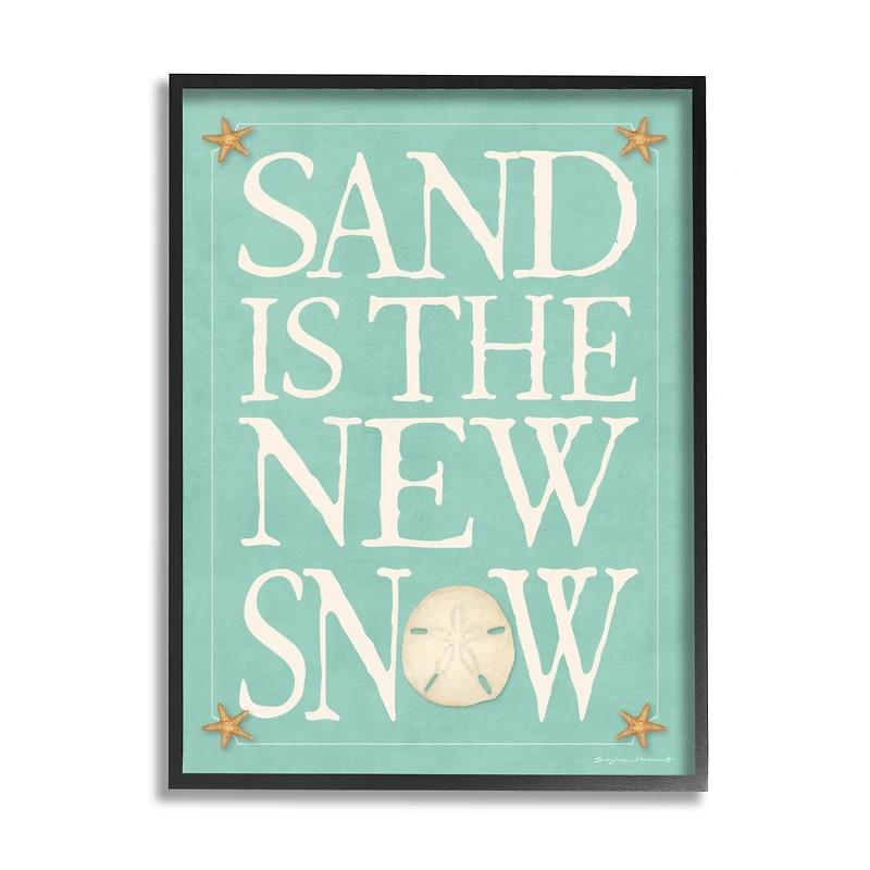 Stupell Industries Sand is the New Snow Nautical Winter Starfish in Frame Wall Art