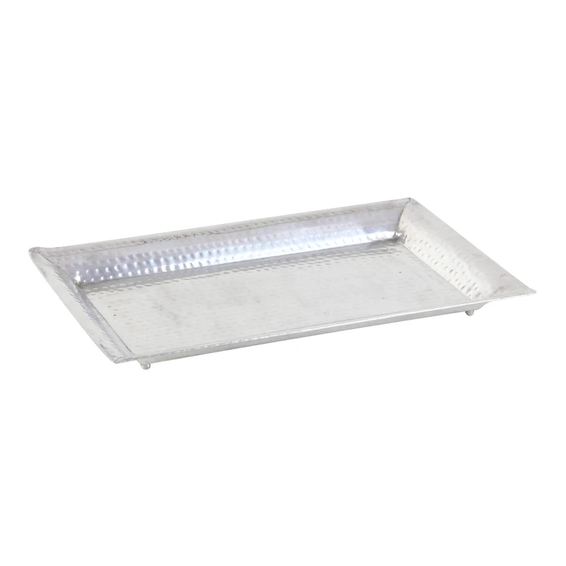 Metallic Silver Aluminum Traditional Tray Set